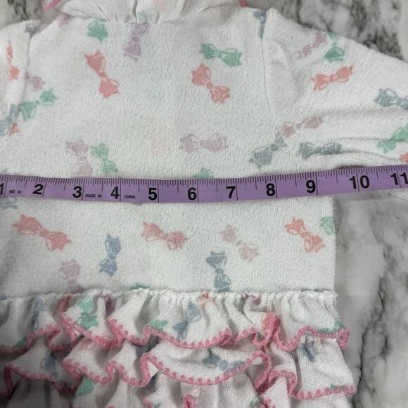 VTG Carters Baby 3-6M Collared Bow Print Ruffle Bottom Terrycloth Romper Sleeper - Picture 3 of 7